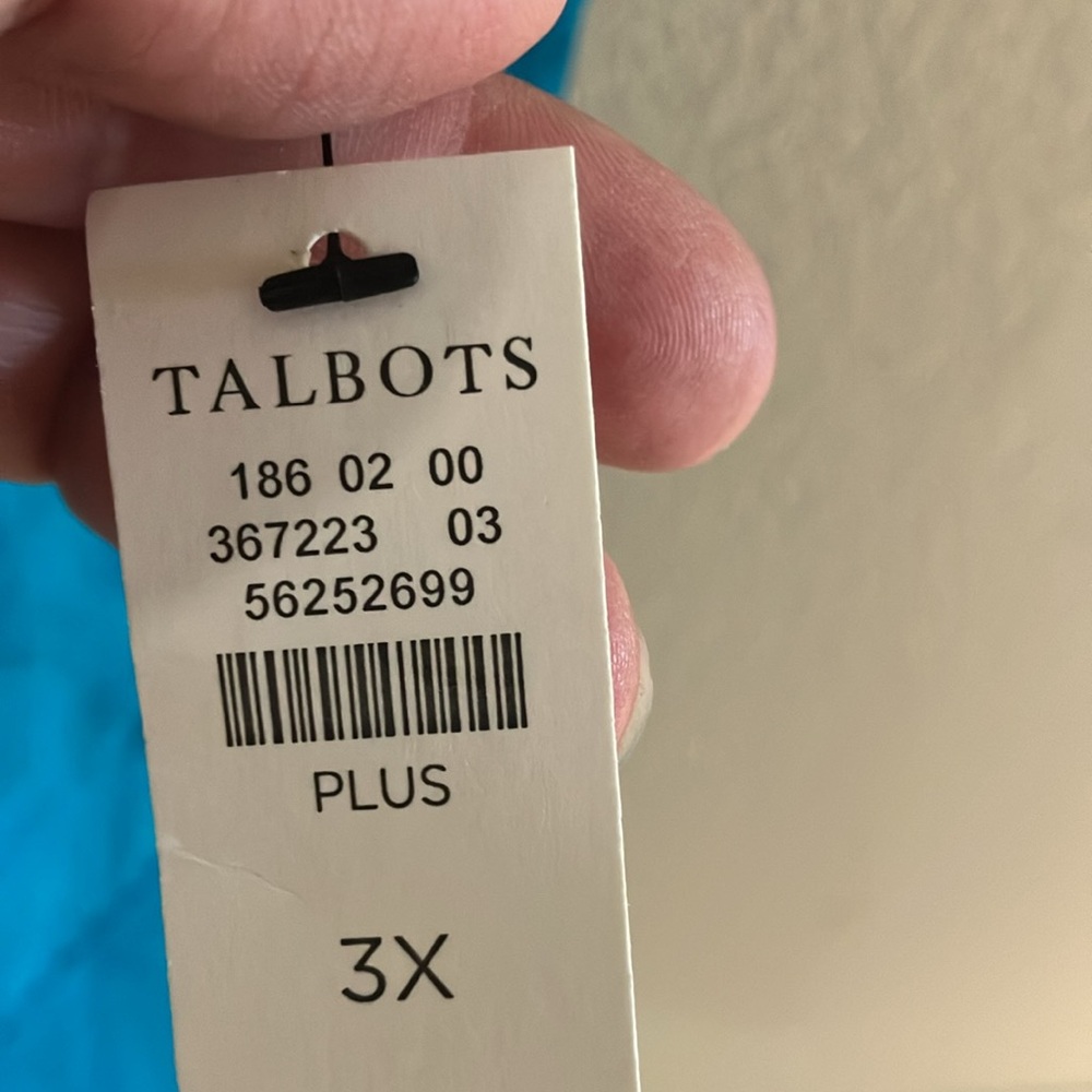 Talbots Eyelet Trim 100% Cotton Shell/Tank‎ Caribbean Sea Blue S 3X- NWT - Picture 4 of 7
